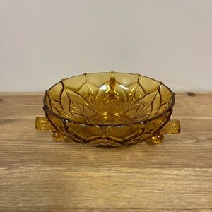 Vintage Amber Glass Decorative Bowl